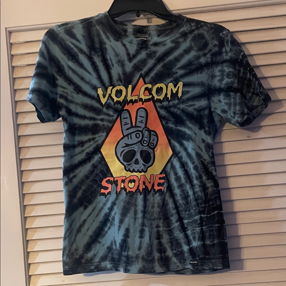 Volcom Kids Tie-Dye Peace Skull Tee - Blue and Black